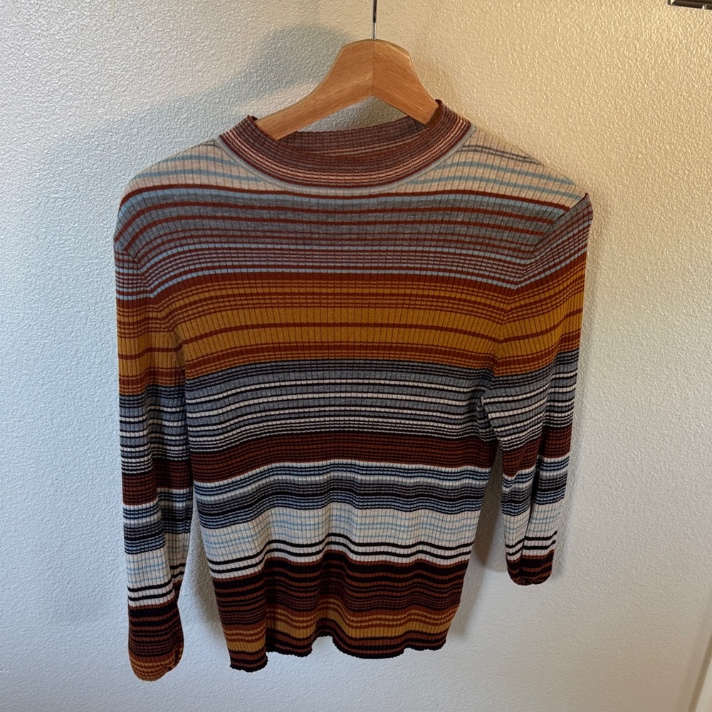 Men's Crewneck Sweater - Striped Brown and Gold